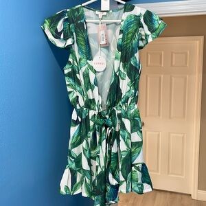 Floral romper. Can be worn with ban-doe, bralette or bathing suit underneath.